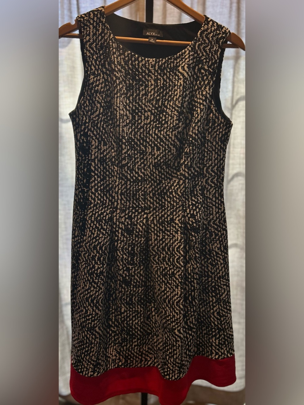 ALYX Black and Tan Textured Sleeveless Dress with Red Hem